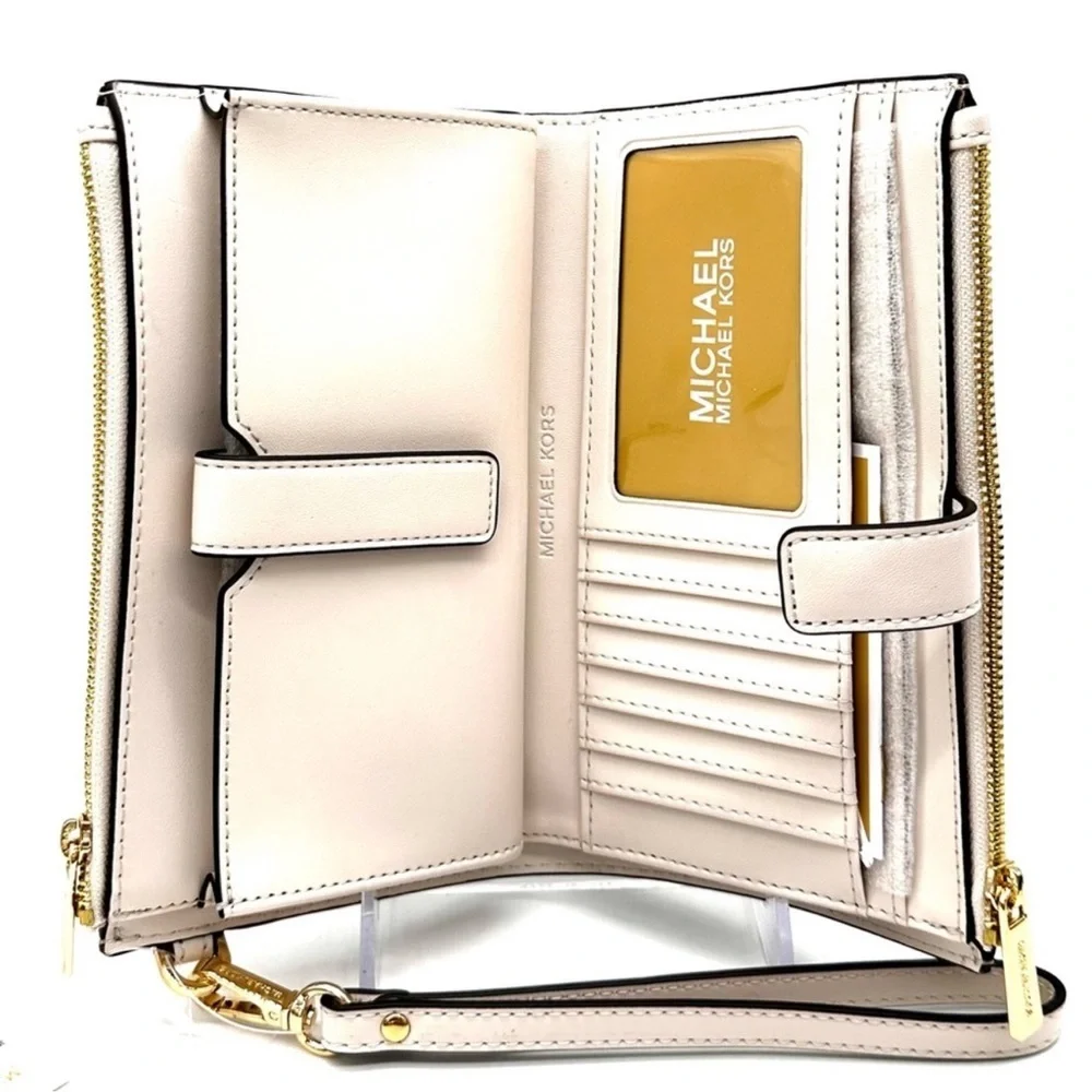 Michael Kors Large Double Zip Wallet Wristlet Cream Multi